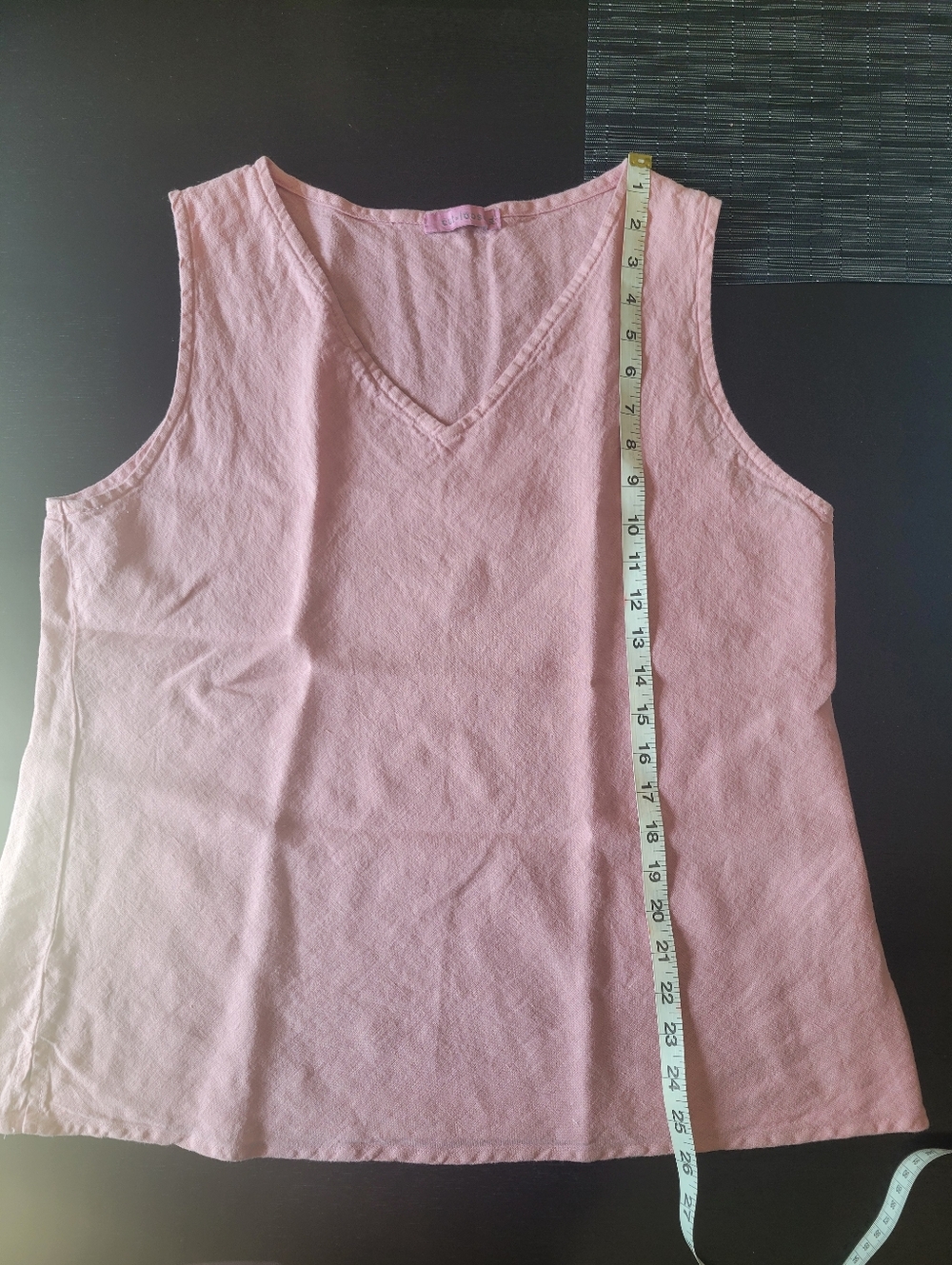 cut loose Pink V-Neck Sleeveless Linen Tank Top 21.5" P2P - Picture 3 of 9